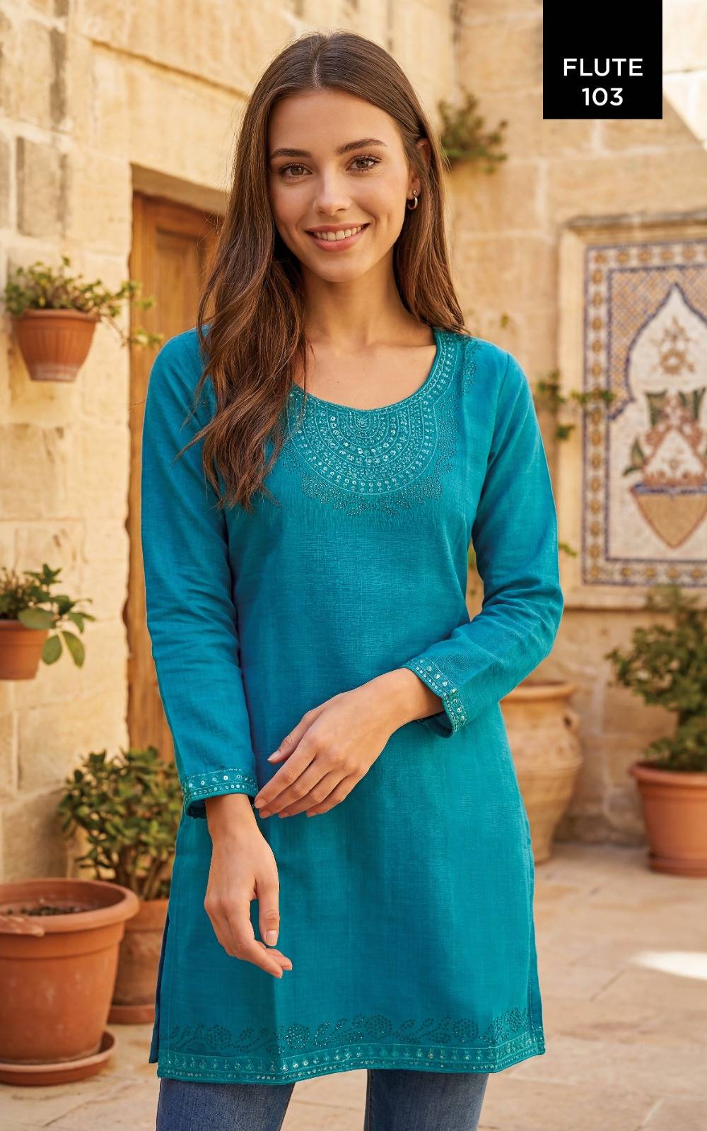 Flute By Fashid 101 To 106 Series Designer Ethnic Wear Collection Cotton Tops At Wholesale Price